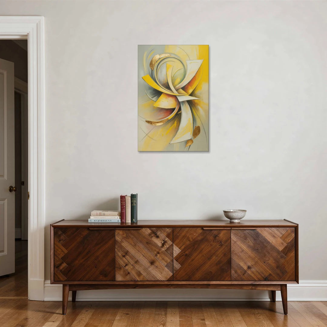 Opulent Vortex Yellow Abstract - Canvas Wall Art - Coffee Table - 24x36
