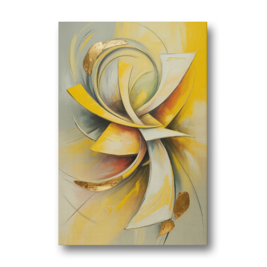 Opulent Vortex Yellow Abstract - Canvas Wall Art - Front