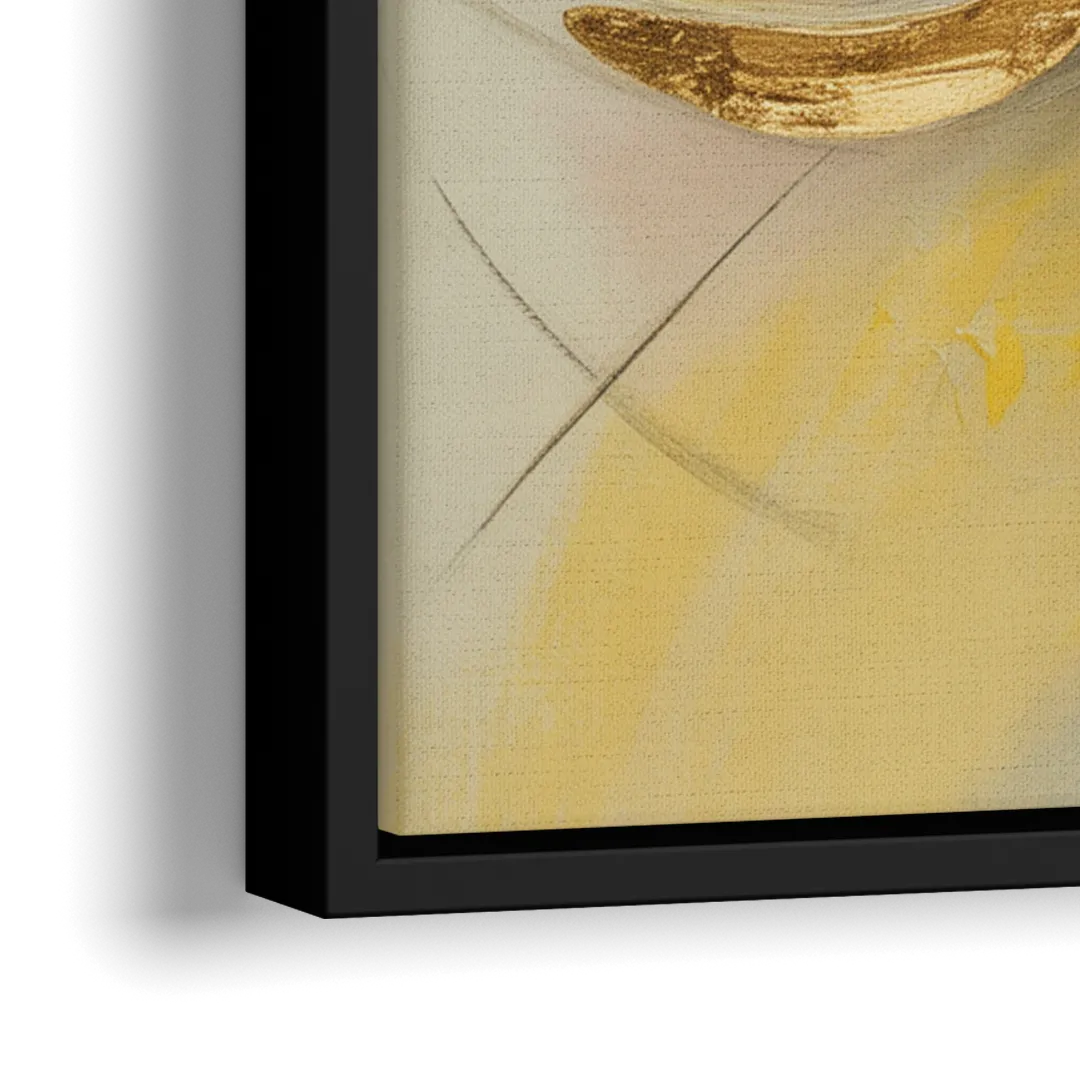 Opulent Vortex Yellow Abstract - Close-Up Black Frame Canvas