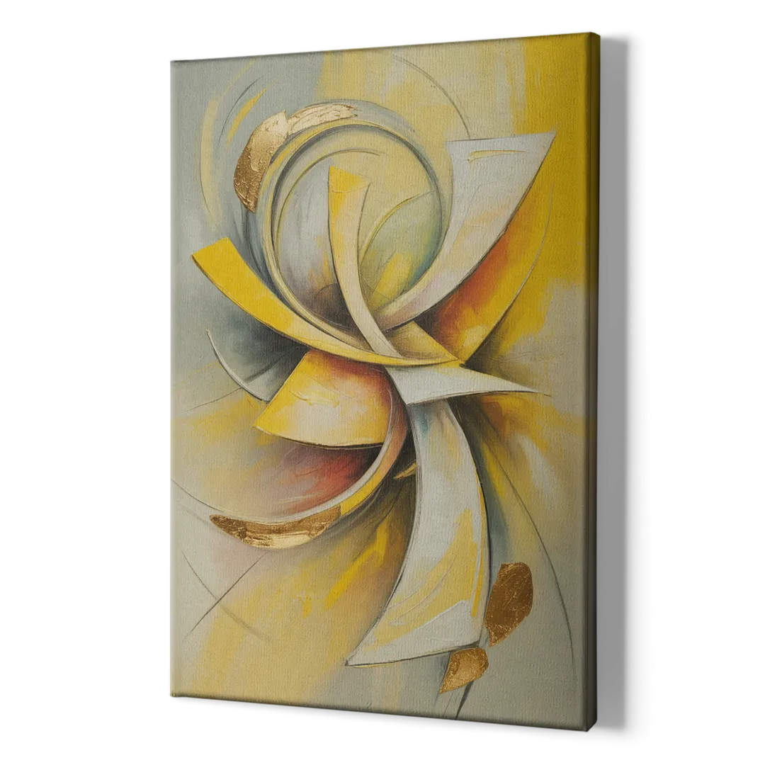 Opulent Vortex Yellow Abstract - Canvas Print Art Sides