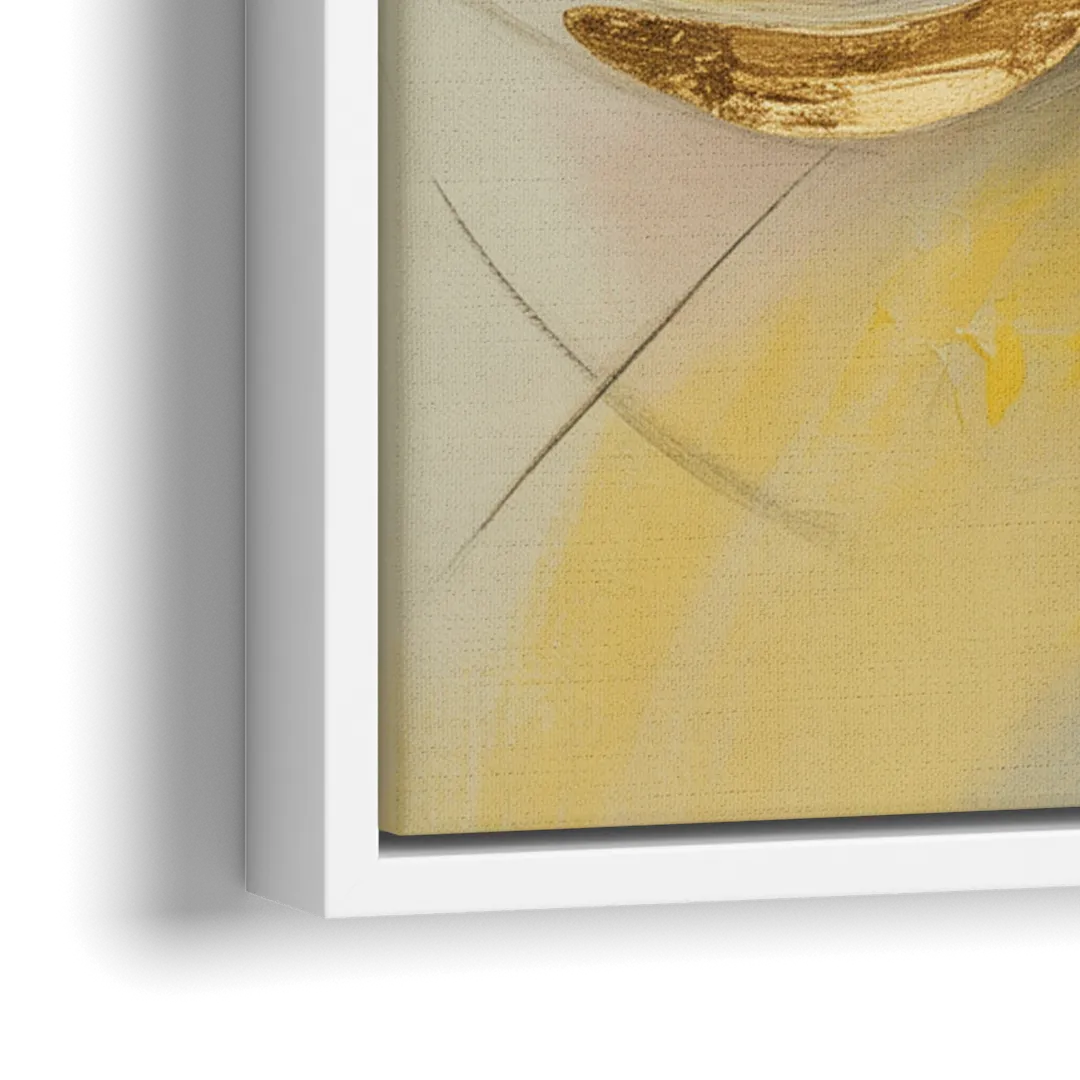 Opulent Vortex Yellow Abstract - Close-Up White Frame Canvas