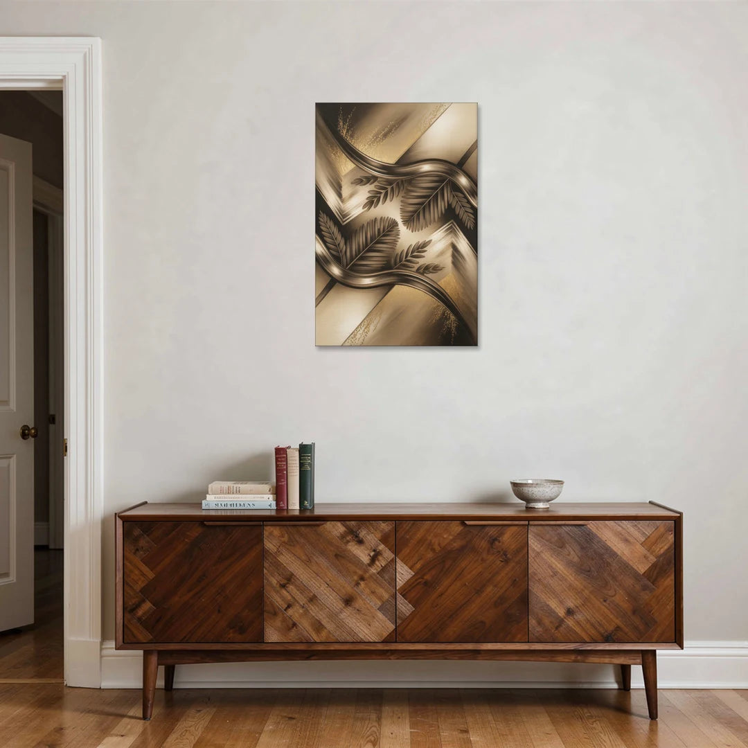 Organic Geometric Brown Abstract - Canvas Wall Art - Coffee Table - 24x36