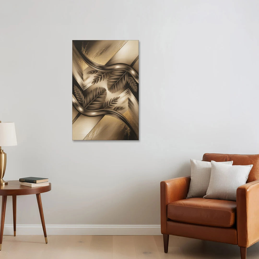 Organic Geometric Brown Abstract - Canvas Wall Art - Sofa - 24x36