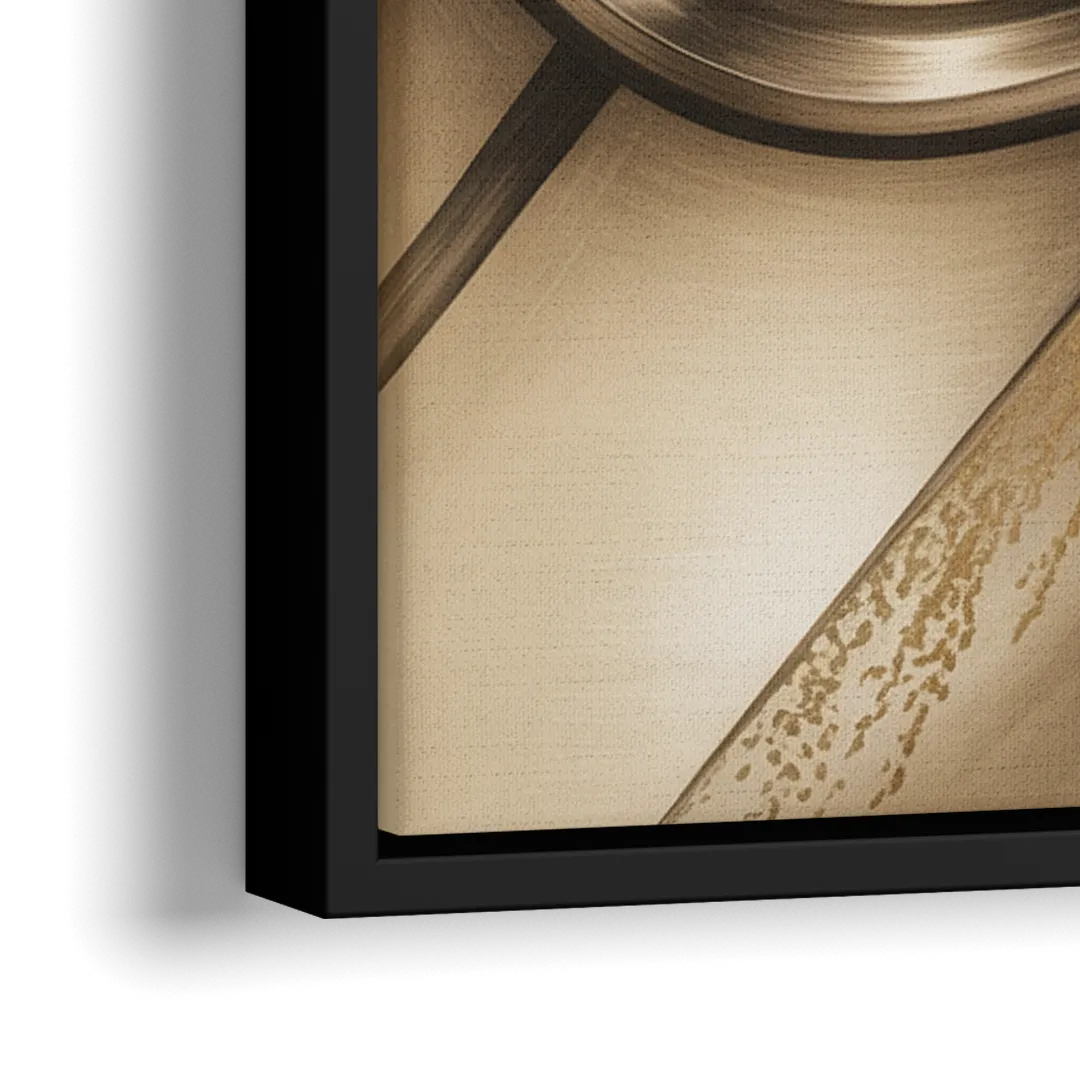 Organic Geometric Brown Abstract - Close-Up Black Frame Canvas