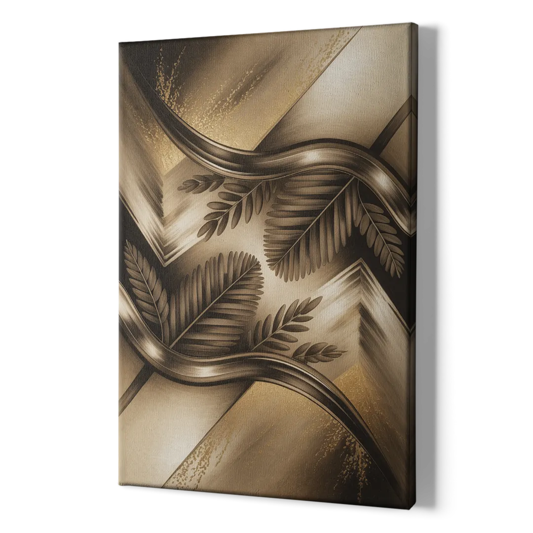 Organic Geometric Brown Abstract - Canvas Print Art Sides