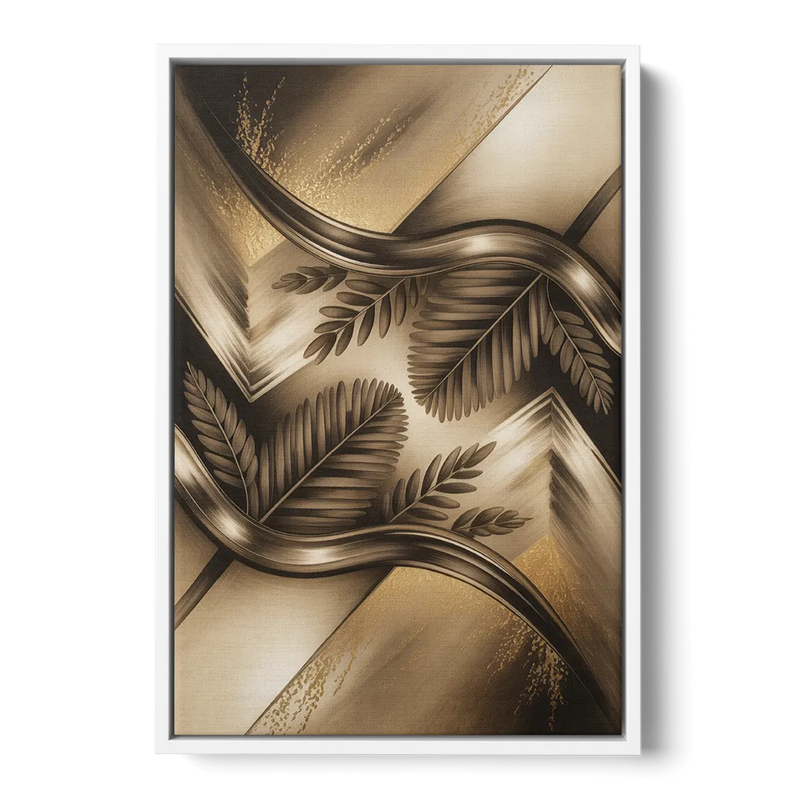 Organic Geometric Brown Abstract Front - White Canvas Wall Art