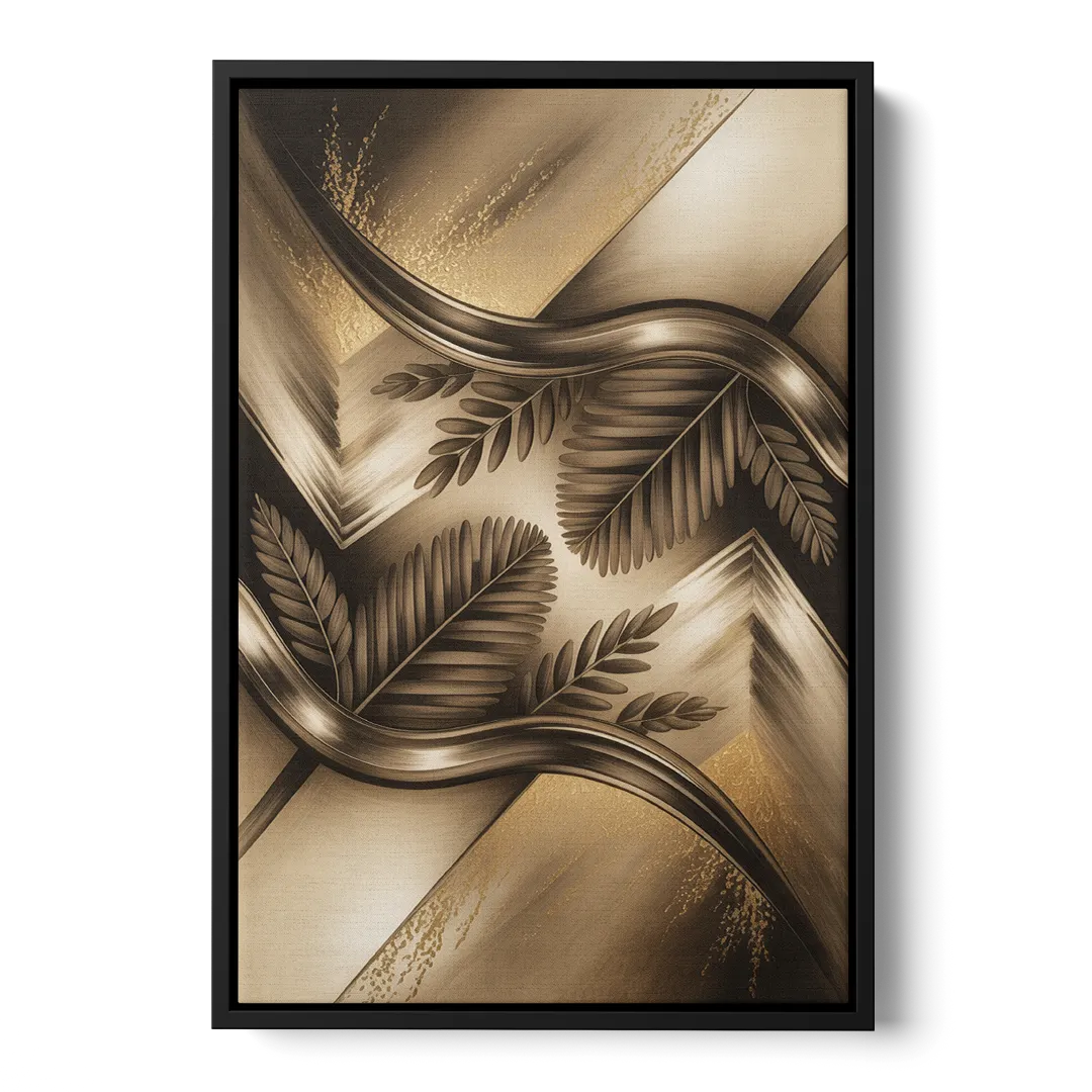 Organic Geometric Brown Abstract - Black Frame Canvas