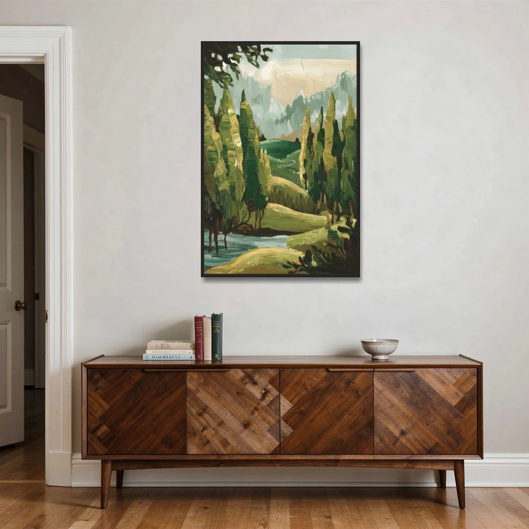 Orlando Lake Eola Reflection - Black Framed Canvas Wall Art - Coffee Table - 32x48