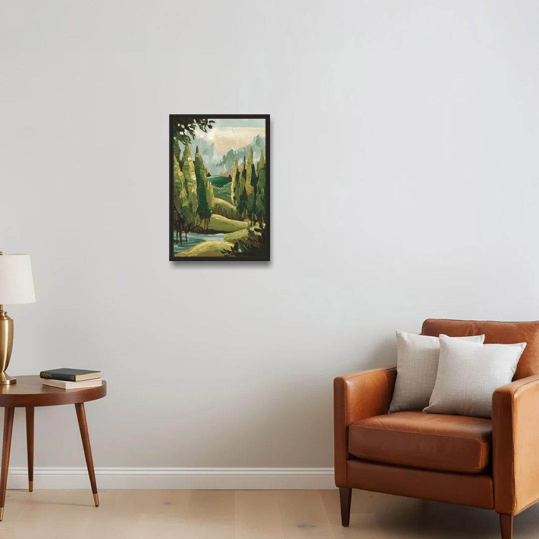 Orlando Lake Eola Reflection - Black Framed Canvas Wall Art - Sofa - 16x24