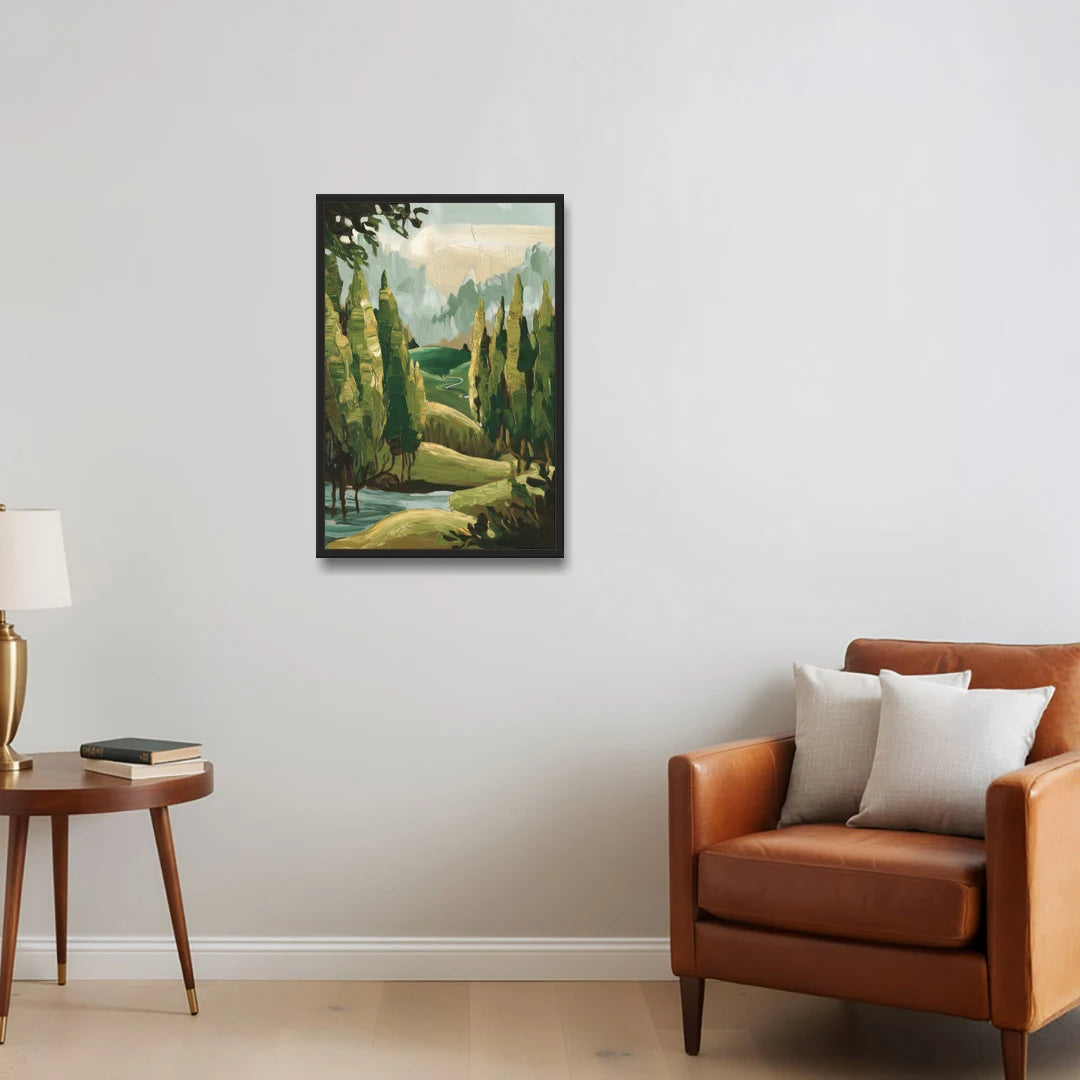 Orlando Lake Eola Reflection - Black Framed Canvas Wall Art - Sofa - 20x30