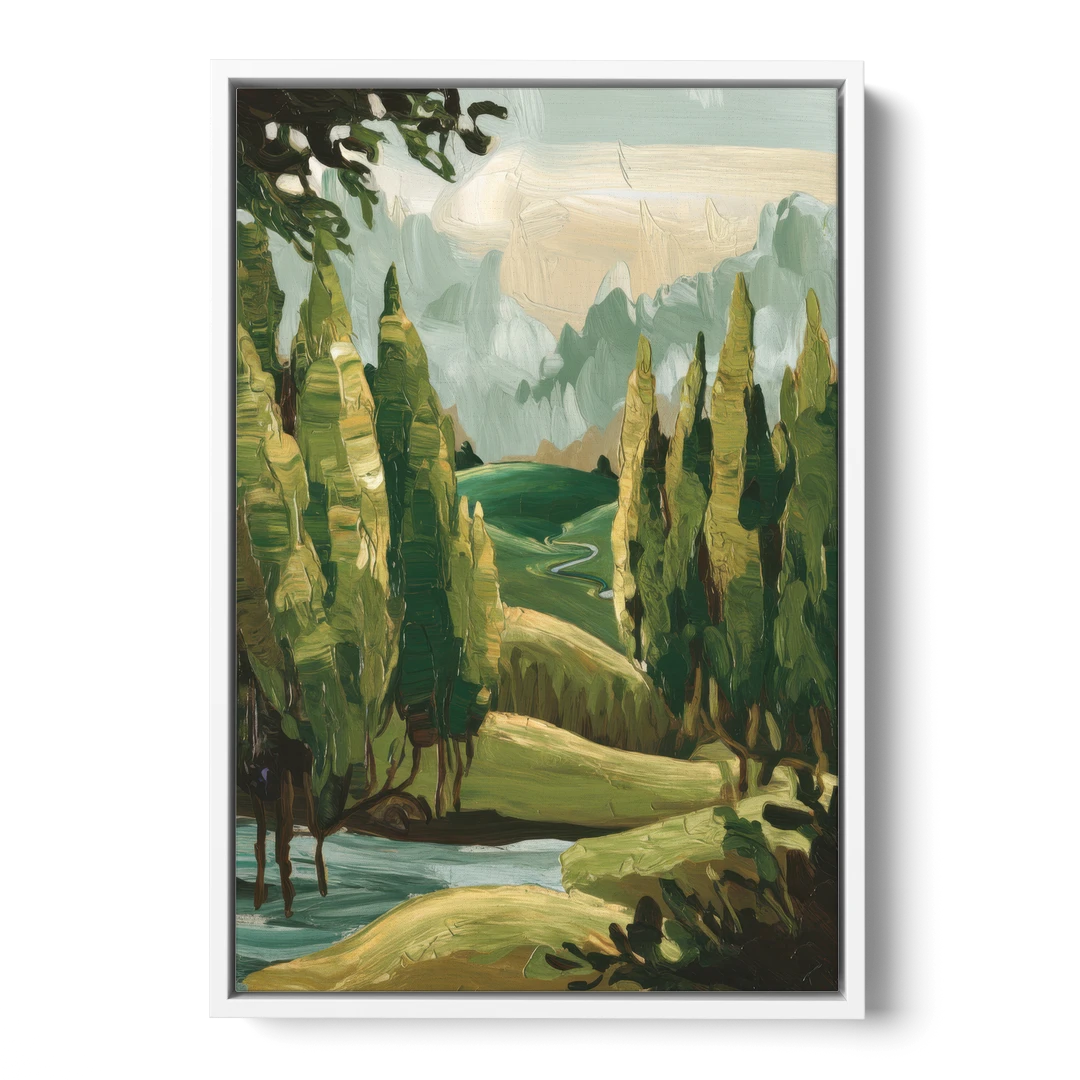 Orlando Lake Eola Reflection - White Framed Canvas Wall Art - Front