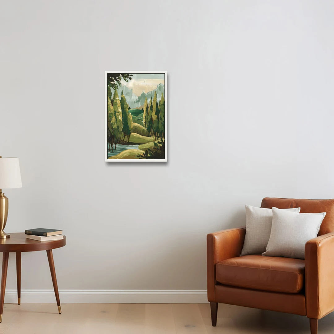 Orlando Lake Eola Reflection - White Framed Canvas Wall Art - Sofa - 16x24