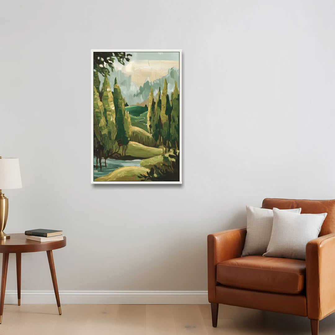 Orlando Lake Eola Reflection - White Framed Canvas Wall Art - Sofa - 24x36