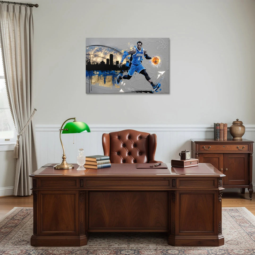 Orlando Magic Basketball Theme - Canvas Wall Art - Office - 36x24