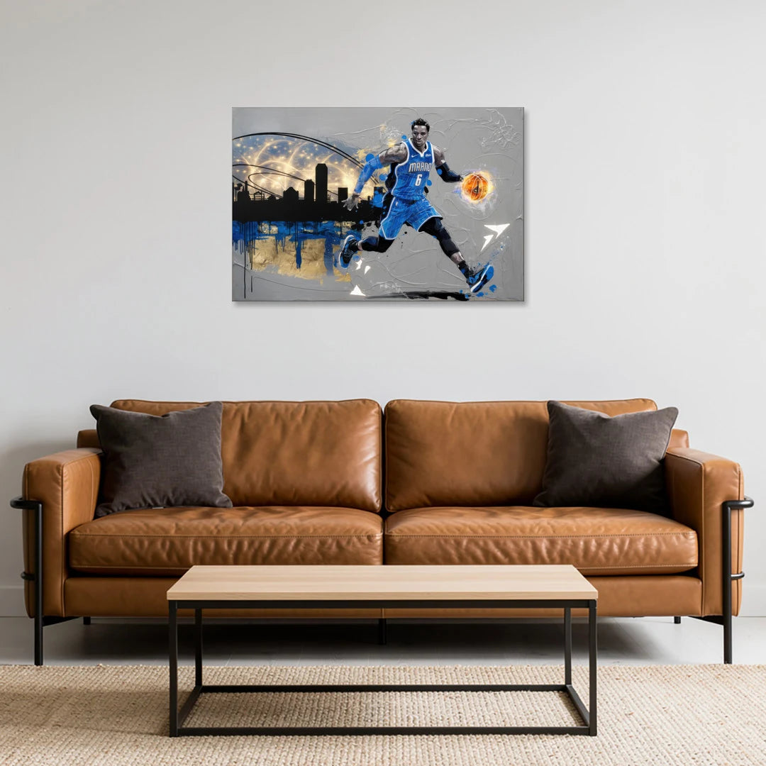 Orlando Magic Basketball Theme - Canvas Wall Art - Sofa - 36x24