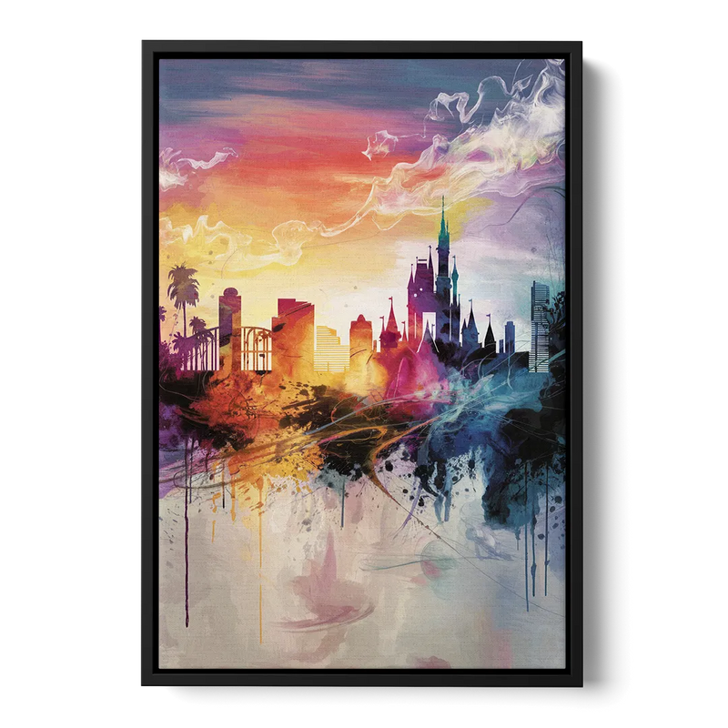 Orlando Skyline at Sunset Front - Black Canvas Wall Art