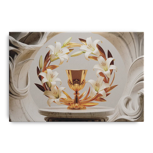 Ornate Chalice in White and Gold - Canvas Wall Art