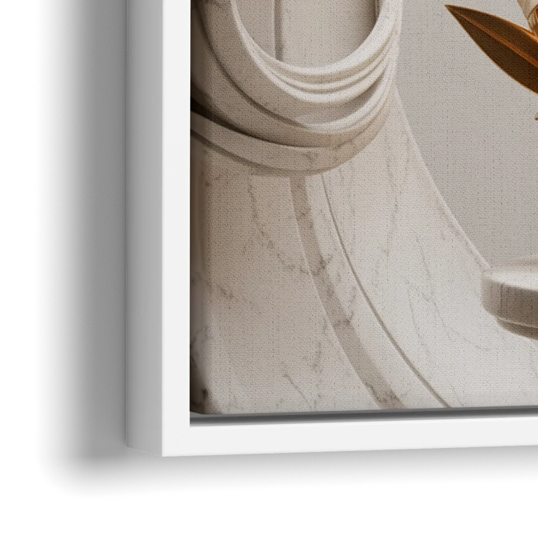 Ornate Chalice in White and Gold - Close-Up White Frame Canvas