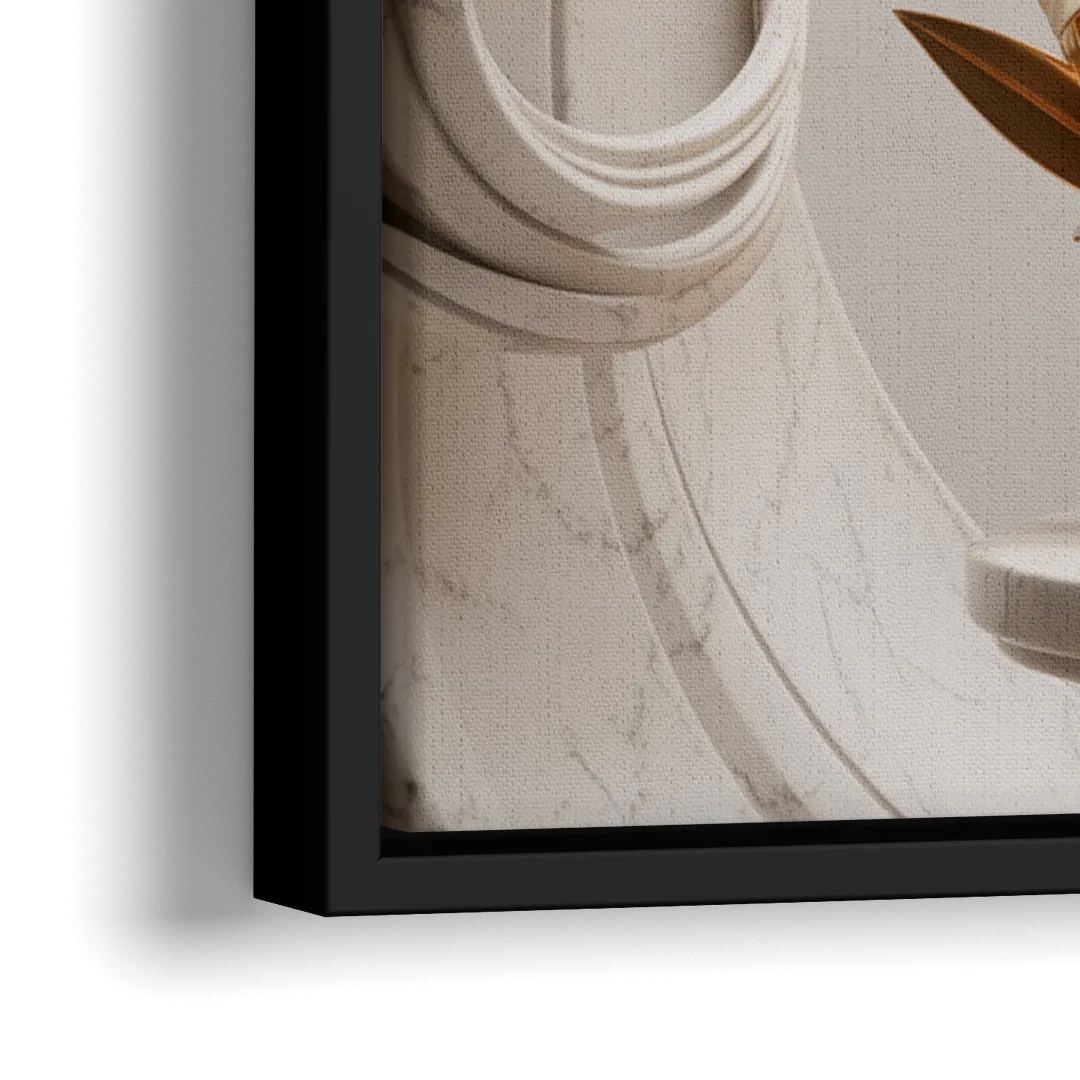 Ornate Chalice in White and Gold - Close-Up Black Frame Canvas