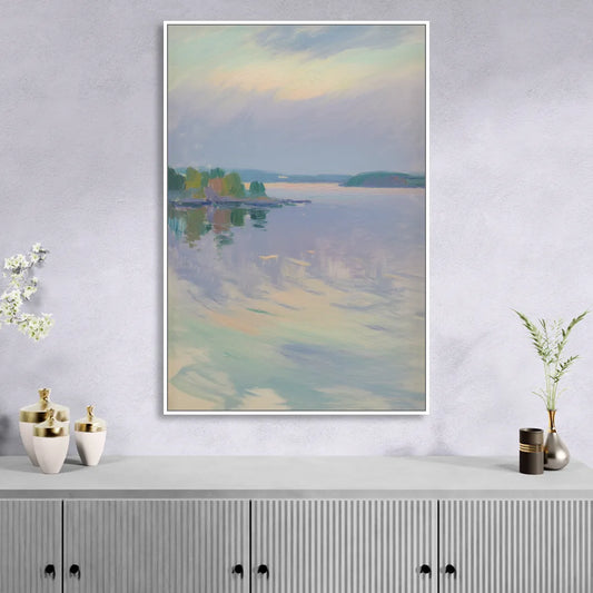 Oslo Fjord Serenity Living Room - White Canvas Wall Art