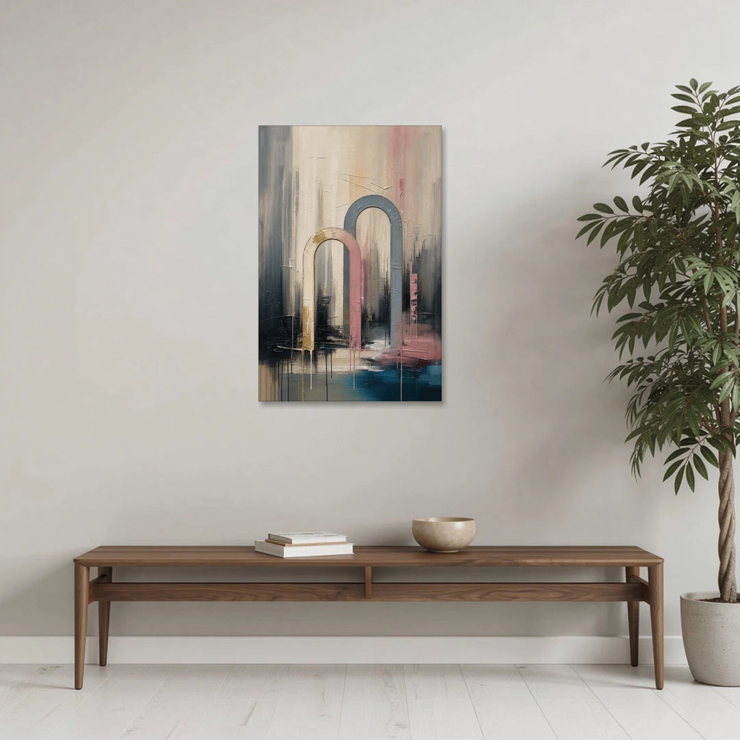 Overlapping Ivory and Slate Arches - Canvas Wall Art - Coffee Table - 24x36