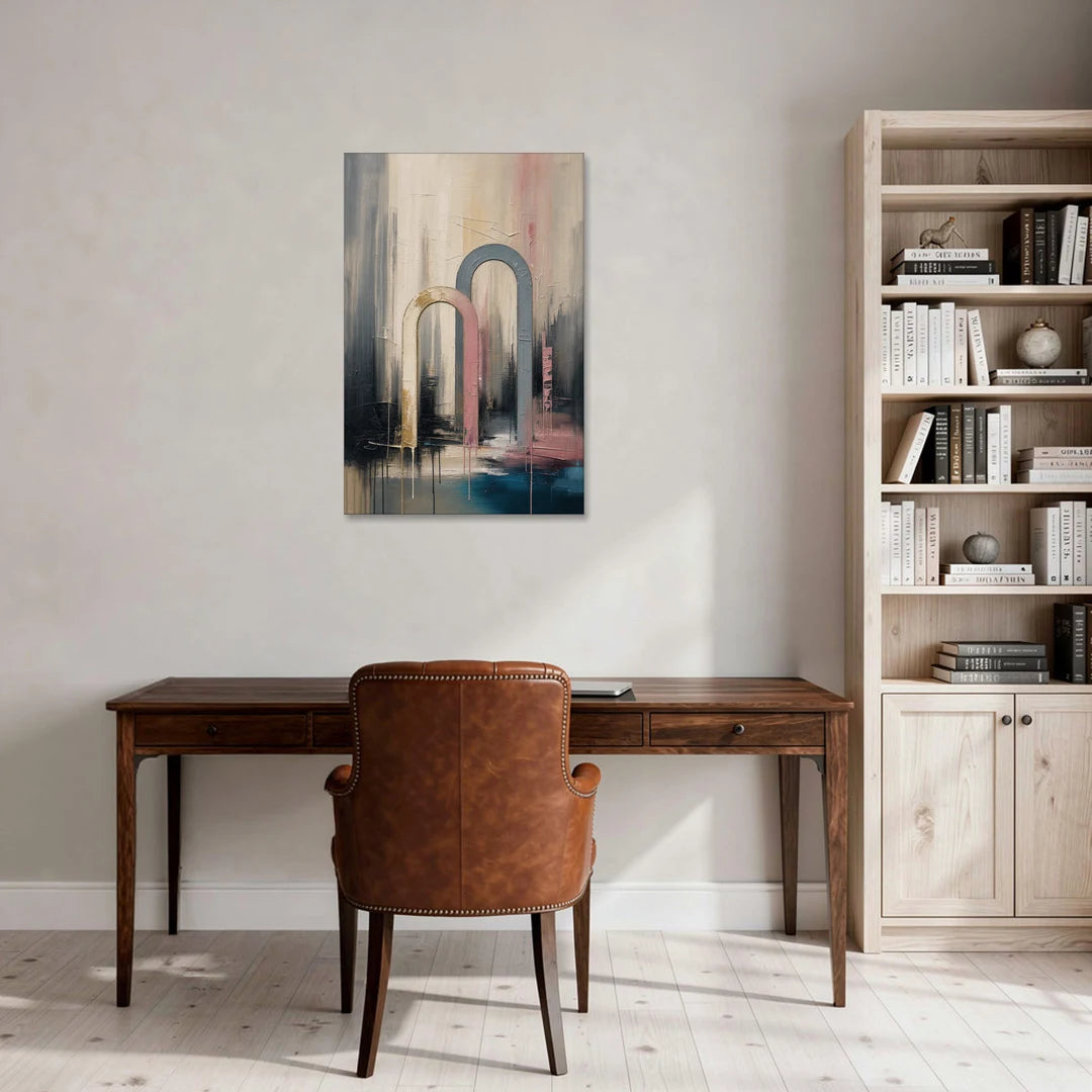Overlapping Ivory and Slate Arches - Canvas Wall Art - Office - 24x36