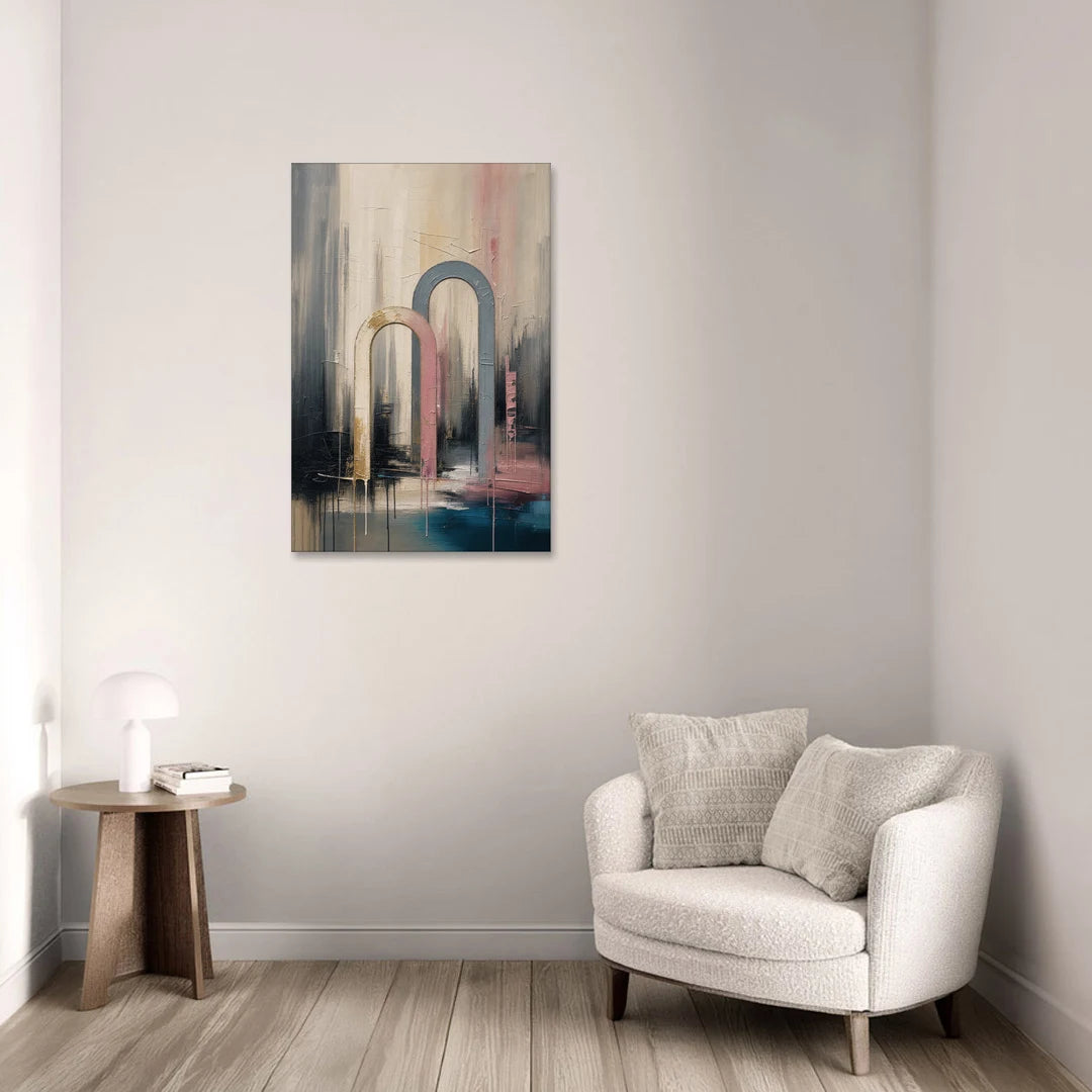 Overlapping Ivory and Slate Arches - Canvas Wall Art - Sofa - 24x36
