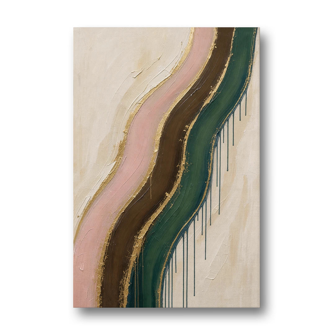 Oversized Textured Gilded Ribbon Drift - Canvas Wall Art - Front