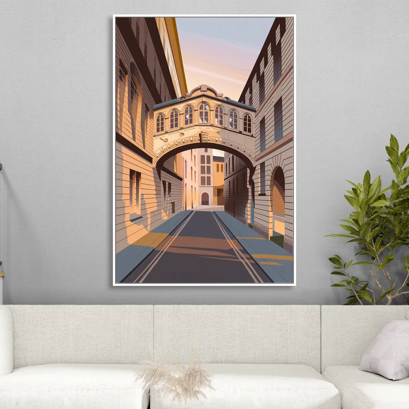 Oxford Bridge of Sighs Living Room - White Canvas Wall Art