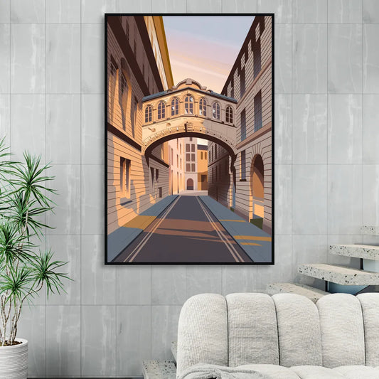 Oxford Bridge of Sighs Living Room - Black Canvas Wall Art