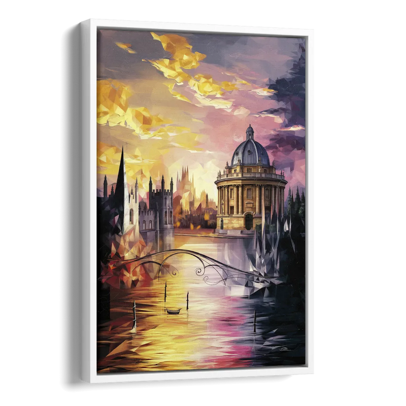 Oxford Cityscape Sunset Side - White Canvas Wall Art