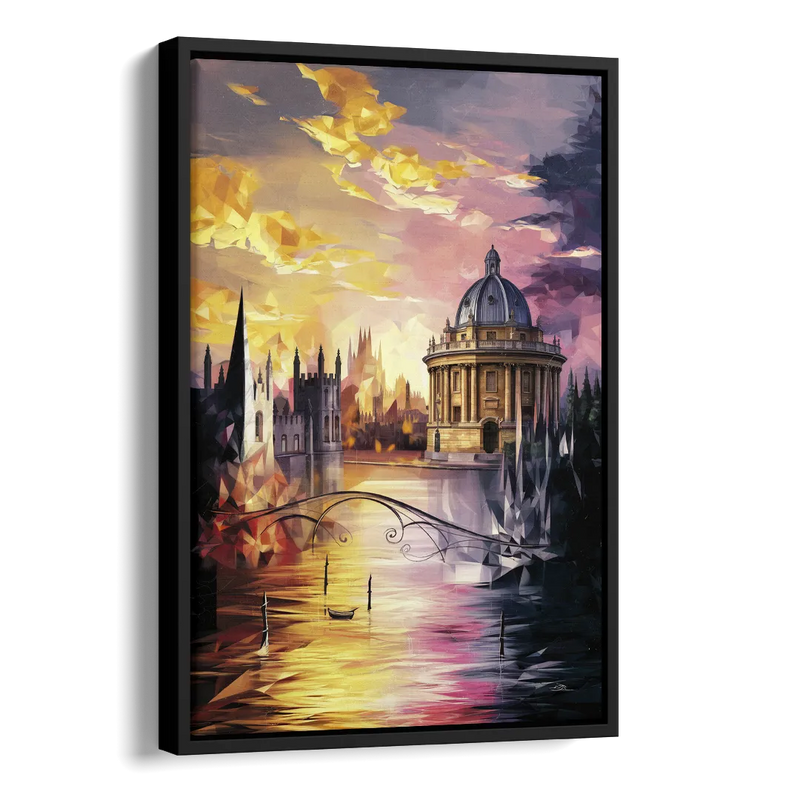Oxford Cityscape Sunset Side - Black Canvas Wall Art