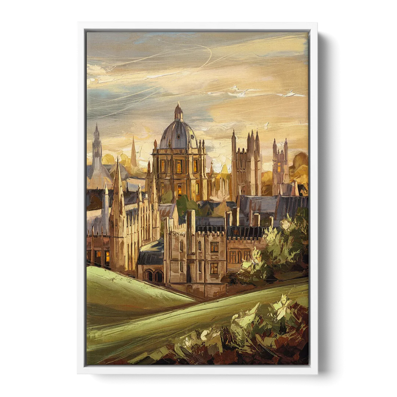 Oxford Dreaming Spires Front - White Canvas Wall Art