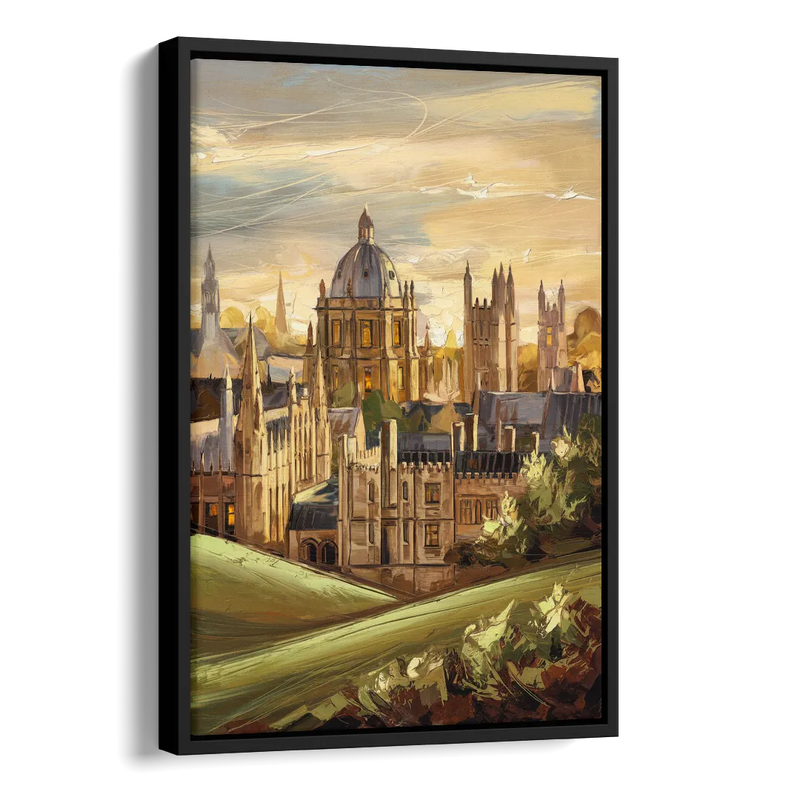 Oxford Dreaming Spires Side - Black Canvas Wall Art