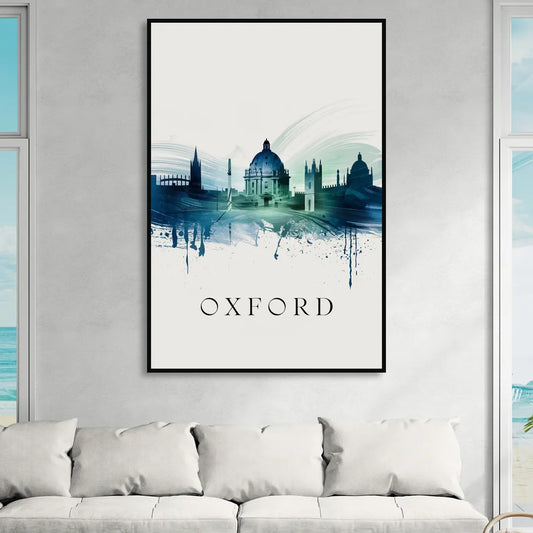 Oxford Skyline Panorama Living Room - Black Canvas Wall Art