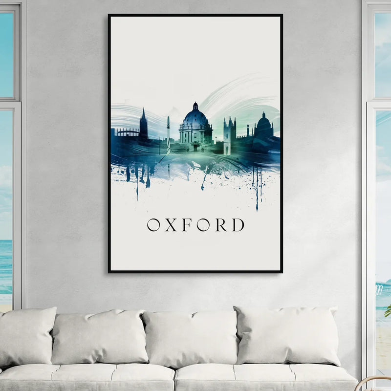 Oxford Skyline Panorama Living Room - Black Canvas Wall Art