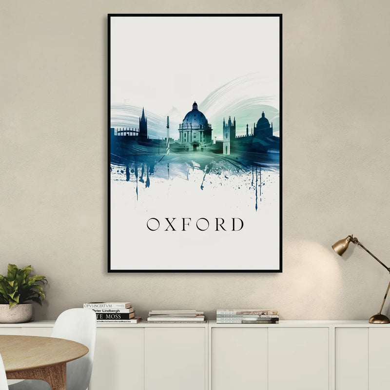 Oxford Skyline Panorama Sitting Room - Black Canvas Wall Art