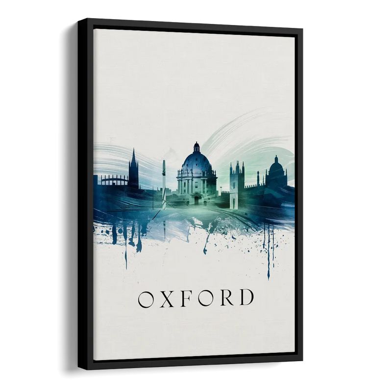 Oxford Skyline Panorama Side - Black Canvas Wall Art