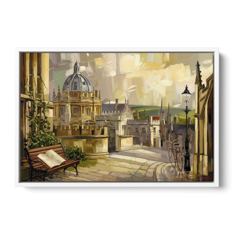 Oxford University Charm Front - White Canvas Wall Art