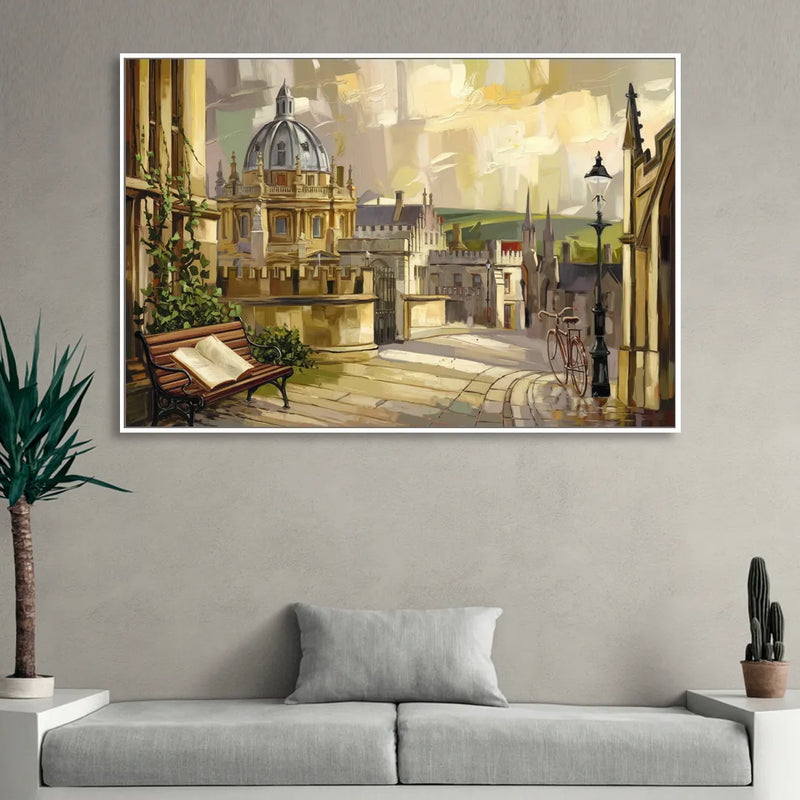 Oxford University Charm Living Room - White Canvas Wall Art