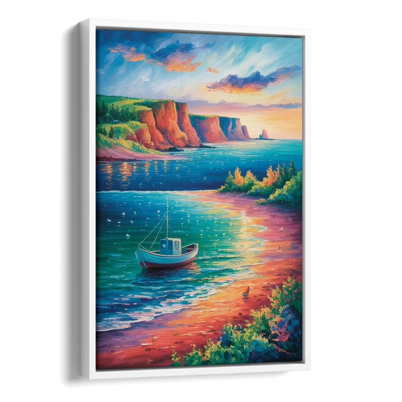 PEI Coastal Charm Side - White Canvas Wall Art