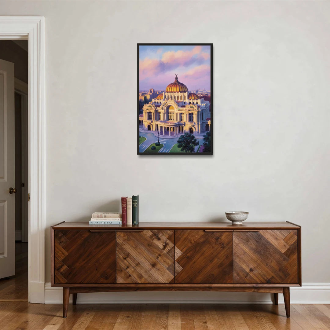 Palacio de Bellas Artes - Black Framed Canvas Wall Art - Coffee Table - 24x36