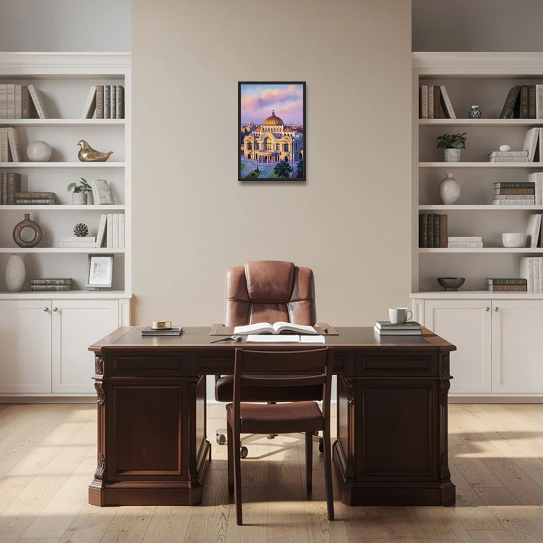 Palacio de Bellas Artes - Black Framed Canvas Wall Art - Office - 16x24