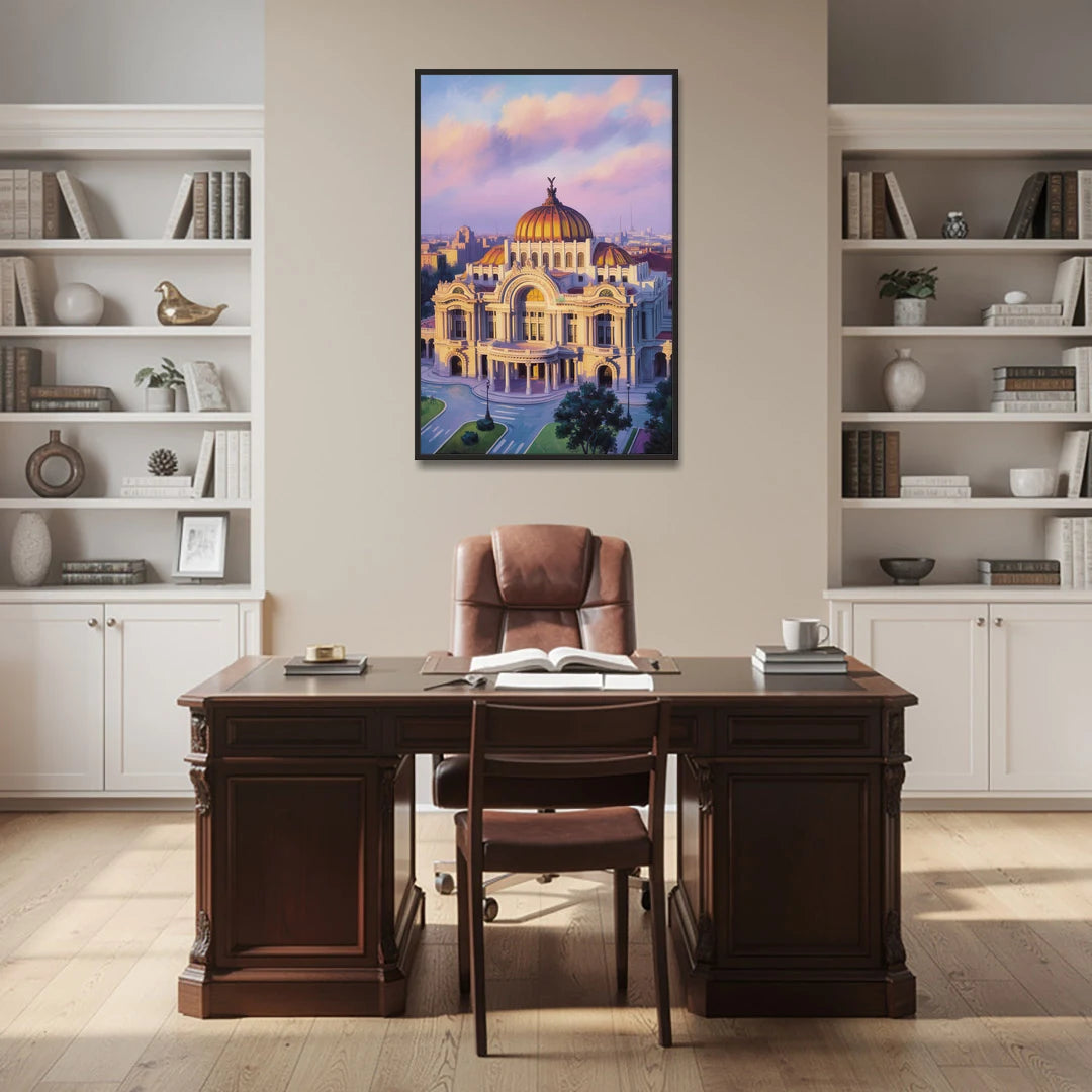 Palacio de Bellas Artes - Black Framed Canvas Wall Art - Office - 32x48
