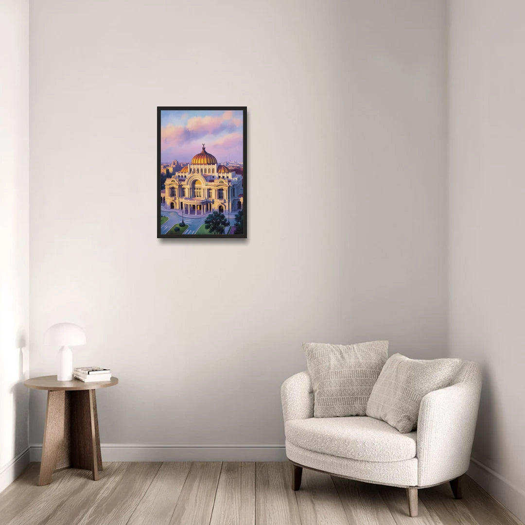 Palacio de Bellas Artes - Black Framed Canvas Wall Art - Sofa - 16x24
