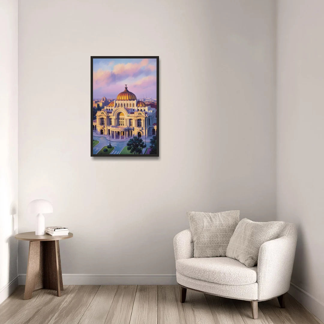 Palacio de Bellas Artes - Black Framed Canvas Wall Art - Sofa - 20x30