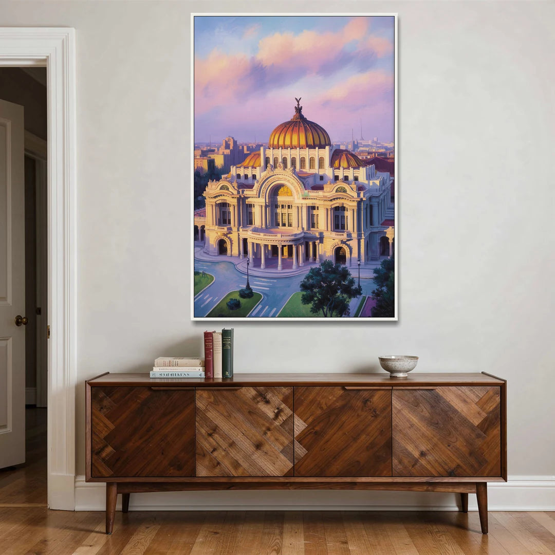 Palacio de Bellas Artes - White Framed Canvas Wall Art - Coffee Table - 40x60