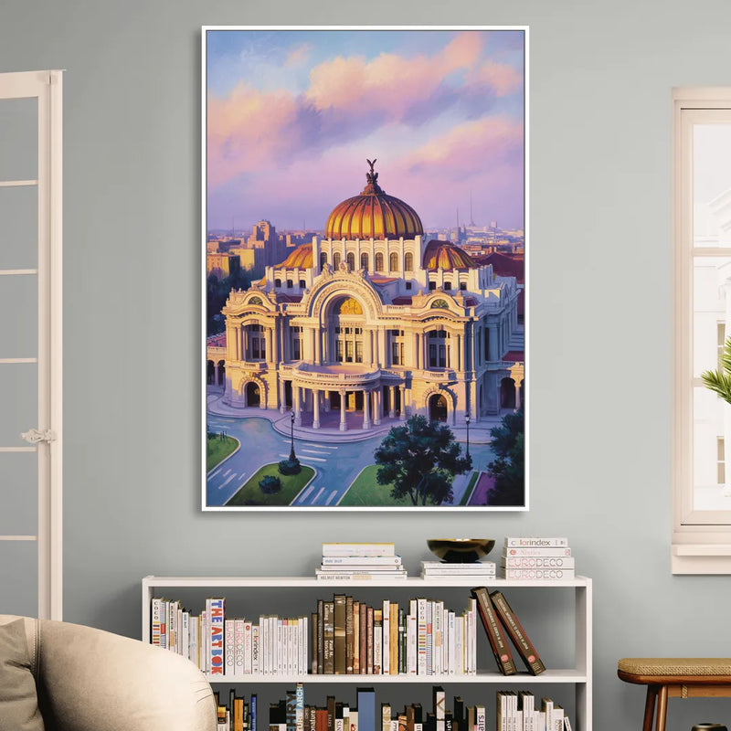Palacio de Bellas Artes Living Room - White Canvas Wall Art