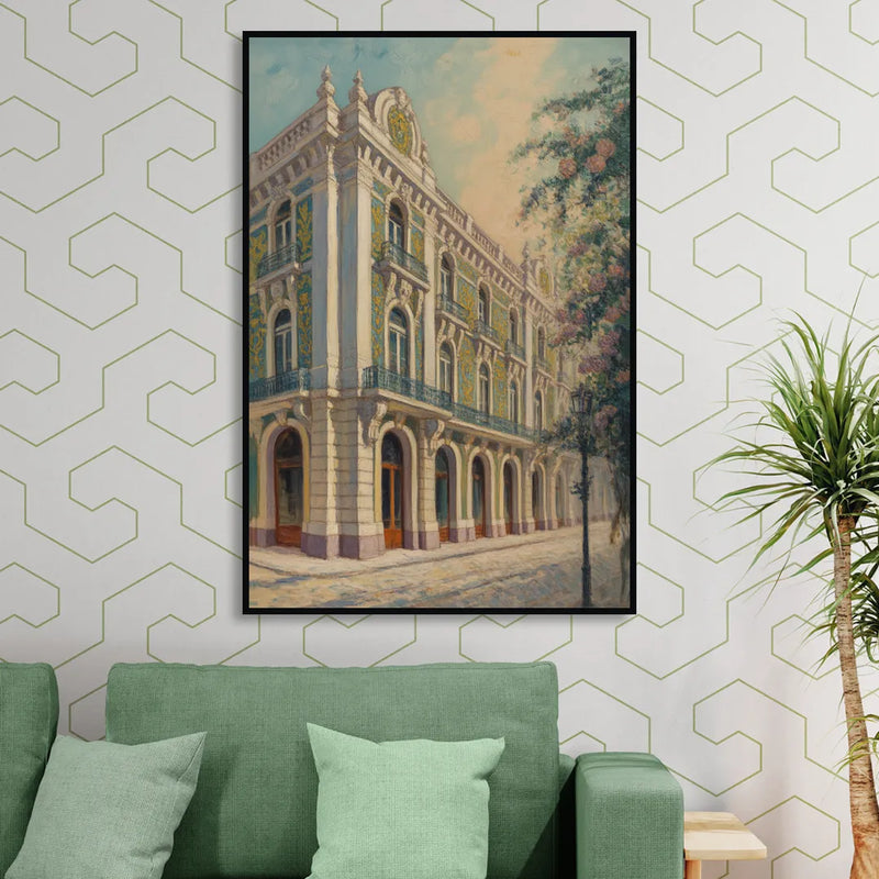 Palácio da Bolsa Elegance Living Room - Black Canvas Wall Art