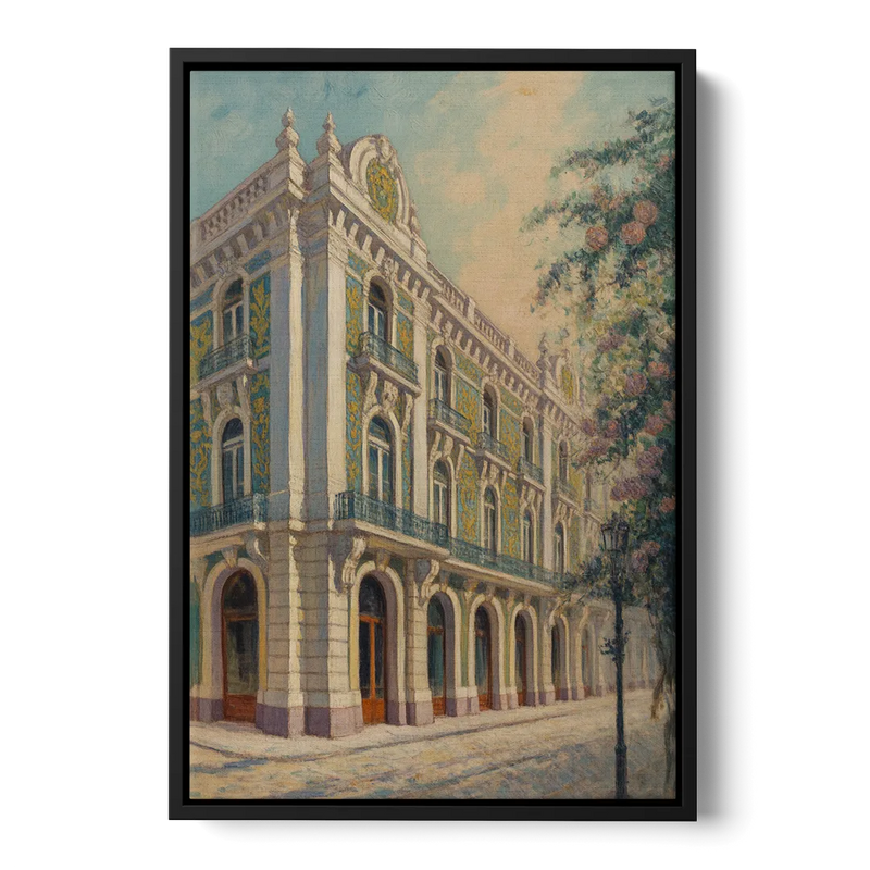 Palácio da Bolsa Elegance Front - Black Canvas Wall Art